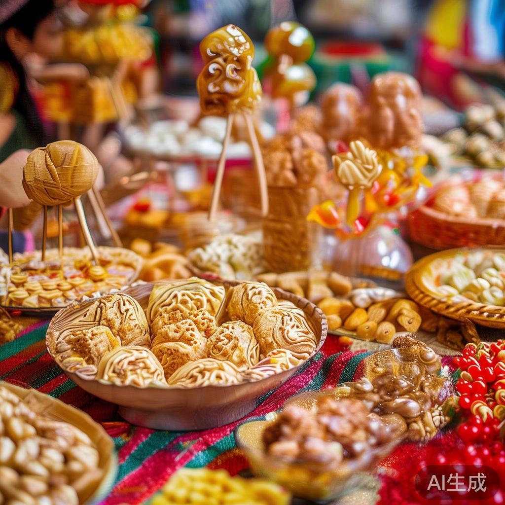 丰富的糖果选择：现场汇聚了本地传统手工糖果以及各种