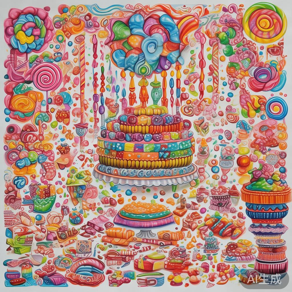 三、注重构图与布局
一幅成功的糖果派对插画，除了