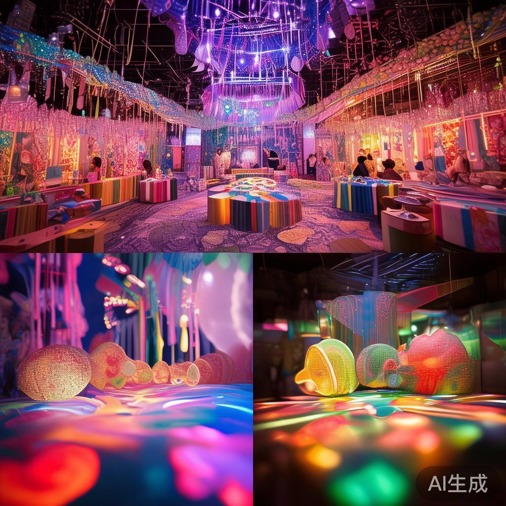 例如，有的区域设置了“糖果乐园”主题区，配备仿真糖