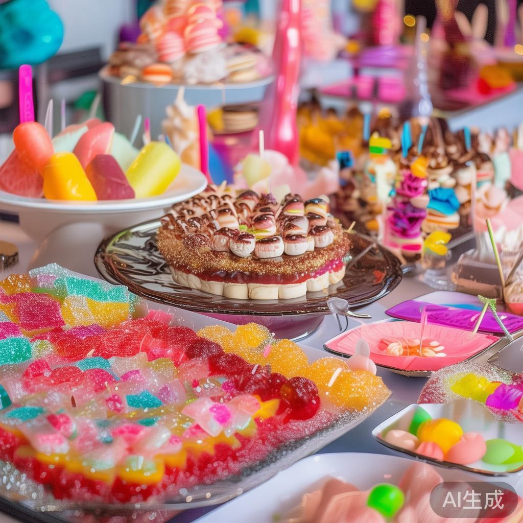 糖果派对的核心，当然是那些令人垂涎的美味甜品。从五